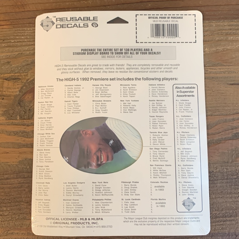 1992 HIGH-5 REUSABLE DECALS SUPERSTAR COLLECTION FACTORY SEALED SET. - Picture 2 of 5